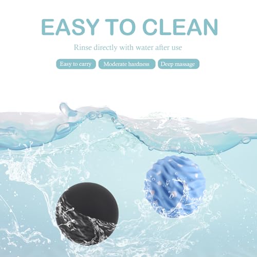 Massage Balls, 2 Pack Firm Silicone Massage Ball Set (Smooth & Textured, 3.54" & 3.22"), Muscle Relaxation, Trigger Point & Myofascial Release for Back, Neck, Shoulder & Foot - style: Smooth & Wave-Texture Set