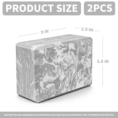 2-Pack Yoga Blocks, High-Density 9"x6"x3" Yoga Brick Foam Blocks Non-Slip EVA Foam Block Yoga Props Accessories for Yoga Pilates Stretching and Meditation - color: Camo Grey