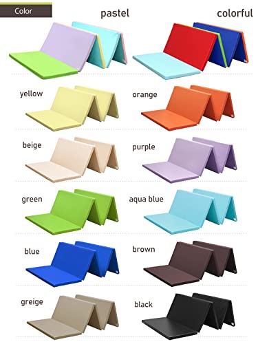 KaRaDaStyle Gymnastics Mat Folding Stretch Mats 75"x31"x1.2" Exercise Muscle Training Children Play Horizontal Bar Mat Yoga Sports Soundproof Home Use - color: Beige/5-fold