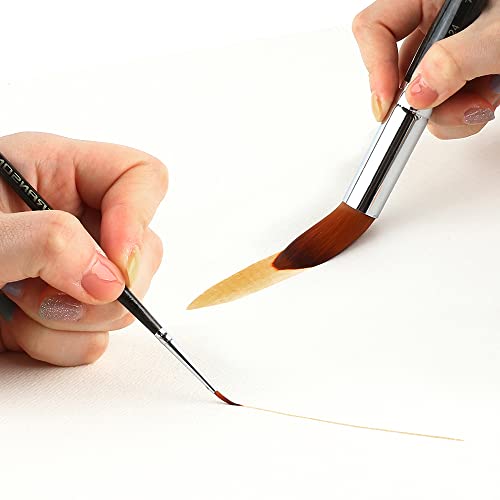 Transon 13pcs Round Paint Brush Set Synthetic Bristle Complete Round Brush Set for Watercolor Acrylic Gouache Ink Tempera - size: Round 13 PCS