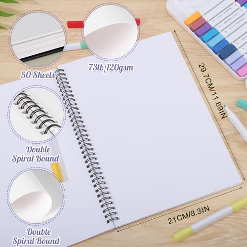 8.3×11.7In Marker Paper Pad, 50 Sheets Bleed-Resistant Paper, Spiral Bound | 120gsm Acid-Free Drawing Paper, Tear-Off Pages, Lays Flat, for Alcohol Markers, Pens, Sketching & Crayon - size: 8.3×11.7 Inch (1 Pack)