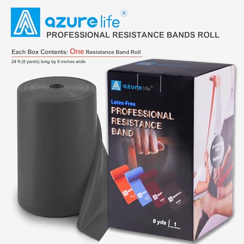 A AZURELIFE Professional Individual Exercise Resistance Bands, Single 5, 6,7 Ft or 8 Yards Elastic Bands, Non-Latex Stretch Bands for PT, Yoga, Pilates, Rehab, at-Home or The Gym Workouts - color: Gray - X-Heavy, size: 24 Feet