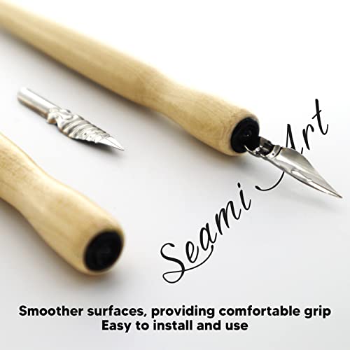 Pssopp 10 Pcs Nib Pen Holder, Dip Pen Set Comic Dip Wooden Pen Nib Holder for Art Painting English Calligraphy (Wood Color) - color: Natural Wood Color