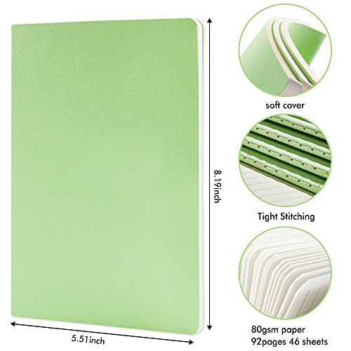 36 Pack Soft Cover Journal Bulk, Feela Lined Blank Travel Journal for Women Men Writing, Notebooks College Ruled for Work, Note Taking Notebook School Business Supplies, 8.2” x 5.5”, A5, Light Green - color: 36 Light Green
