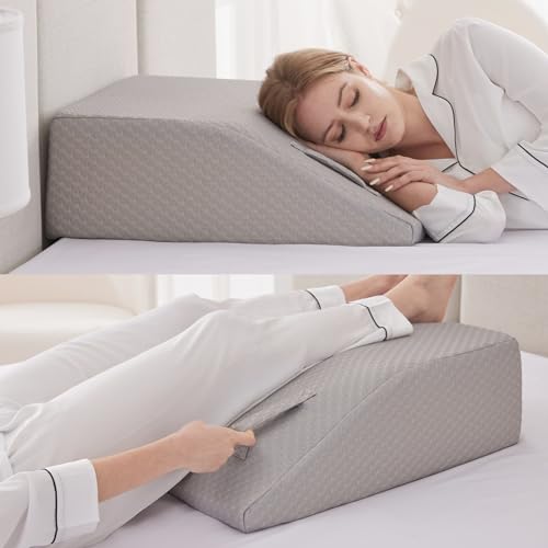 Ruqmuis Leg Elevation Pillow for After Surgery, 10inch Foam Leg Elevating Pillow for Swelling and Blood Circulation, Leg Wedge Pillow for Sleeping, Knee Pillow for Knee Hip Ankle Pain Relief, Grey - color: Grey, size: Flat Top 10 Inch