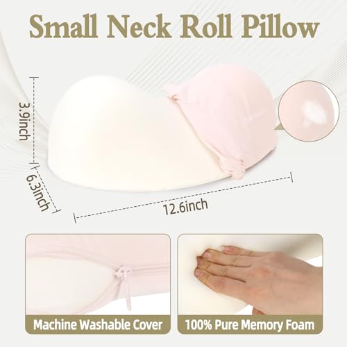HydroAurum Cervical Neck Pillow, 100% Memory Foam Neck Roll Pillow for Neck and Shoulder Pain Relief, Orthopedic Support for Office Workers, Drivers & Yoga - color: Pink