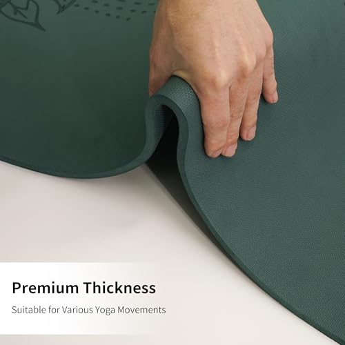 HAHE Yoga Mat Thick (8MM,1/3"), Eco-Friendly POE Non Slip Yoga Mat, High Rebound & Shock Absorption, Anti-Tear & Sweat-Resistant for Yoga, Fitness, Home, Workouts, Large Pilates Mats 72"x24" with Carrying Strap - color: blackish green