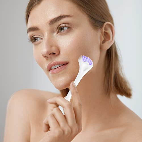 Tondiamo 2 Pcs Muscle Roller Portable Small Silicone Massager Roller Deep Tissue Muscle Massage Stick Cellulite Remover Scar Tissue Massager for Relief Face Neck Arm Back Leg(Purple,Silicone) - color: Purple, style: Silicone