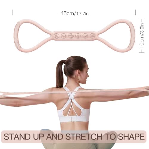 2026 Upgraded Figure 8 Resistance Band for Physical Therapy, Shoulder Back Arm Exercise Bands, 3 Resistance Levels for 15 25 35lb for Kids Adult Elderly - color: 15LB Pink