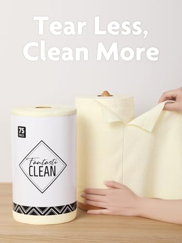 Fantasticlean Microfiber Cleaning Cloth Roll- 75 Sheets, 12" x 12" (Beige) - color: Beige, size: 75 pack