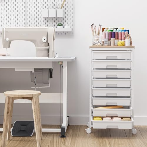 TOOLF Rolling Storage Cart with 8 Drawers,White - color: White