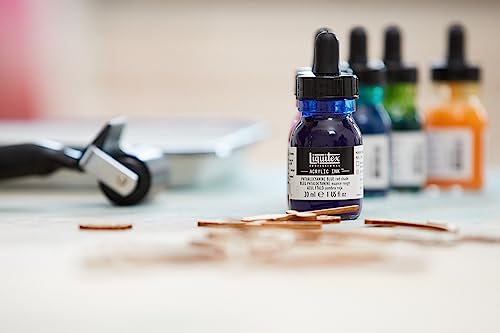 Liquitex Professional Acrylic Ink, 1-oz (30ml), Essential Color Set, Set of 6 | Ultra Fluid Acrylic, Highly Pigmented, Dye-Free, Non-Fading, Satin Finish, Permanent When Dry, Lightfast - color: Essential - Set of 6