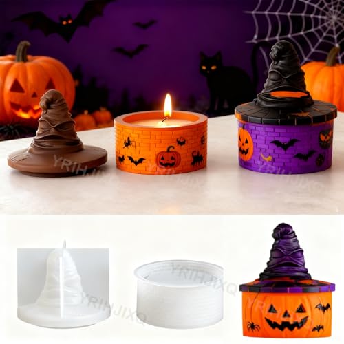 Resin Jar Mold with Lid Epoxy Resin Casting Mold | Halloween Hat Mold,Silicone Molds for Plaster,Candle Holder