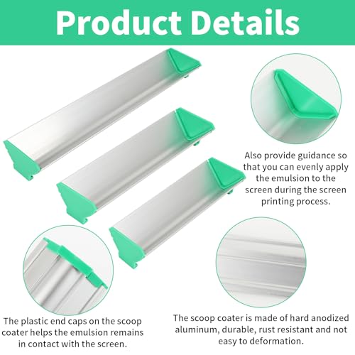 3 Pcs Dual Edge Aluminum Emulsion Scoop Coater for Silk Screen Printing Coating Tool 8'' 10'' 16'', Screen Printing Supplies, 3 Sizes