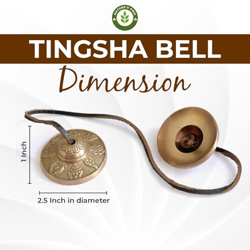 Tibetan Tingsha Bells Cymbals Meditation Chime Bells, 6.3 cm Percussion Instrument, with Cloth Bag, Embossed 8 Lucky Symbols, Ideal for Yoga, Mindfulness, Spiritual Healing, and Sound Therapy