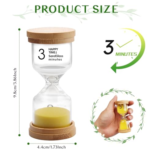 3 Minute Wooden Sand Timer,Yellow Sand Hourglass for Productivity, Focus, Meditation & Home Décor,3 Min Reloj de Arena Sand Clock for Kitchen, Office, Classroom, Yoga & Games - color: Yellow, size: 3 Minutes