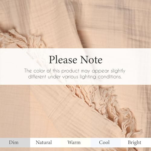 100% Cotton Gauze 50"X60" Throw Tassel 4 Layered Blanket- Parchment | Premium Muslin Blanket for Couch,Bed,Living,Summer Lightweight, All Seasons Blankets & Throws, Boho,Travel & Skin Friendly - color: Parchment, size: 50"X60" Throw
