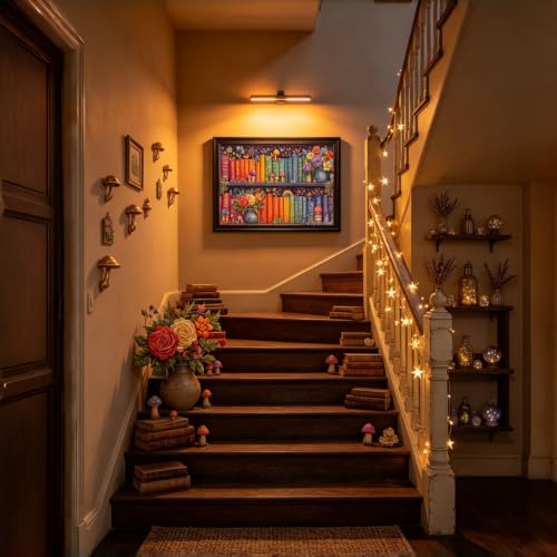5D Diamond Painting Kit for Adults, Book FlowerDiamond Art Kits 12x16In | Full Round Drill Bookshelf Gem Painting Paint by Diamonds Relaxing DIY Craft for Home Wall Decor - color: KM1204-1