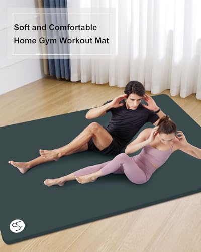 YR Large Exercise Mat 78.7"L x 51"W 20mm Thick Workout Mats for Home Gym - color: Greyblue