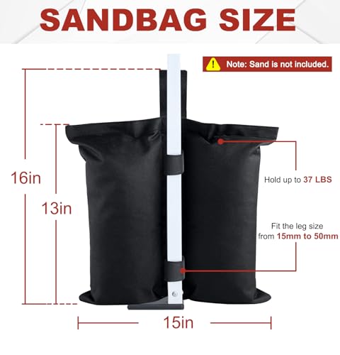 ABCCANOPY Canopy Weights 120 LBS Tent Sand Bags,4-Pack Black(No Sand) - color: Black, size: 120 LBS