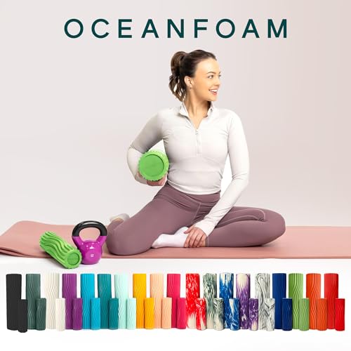 Oceanfoam Tidal Roller - Algae Green - Muscle Massage Foam Roller for Back Pain & Stretching - Firm and Ergonomic Wide Wave Textured - Yoga, Athletics, & Wellness - Full Size, 20" x 5" - color: Algae Green
