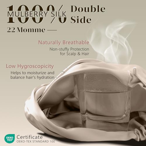 ZIMASILK 22 Momme 100% Mulberry Silk Bonnet for Sleeping Women, Cream - color: Cream