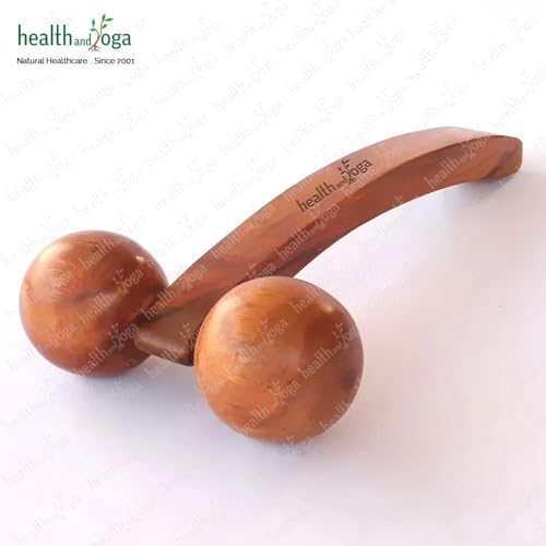 SoulGenie HealthAndYoga™ NatureSooth Wooden Massage Roller – Wood Therapy Massage Tools – Handheld Calf and Leg Massager, Back and Shoulder Massager and Full Body Massager