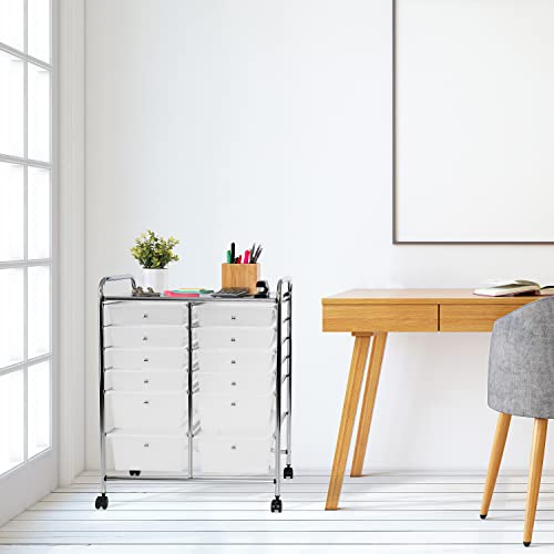 Seville Classics Rolling Utility Organizer Storage Cart, for Home Office, School, Classroom, Scrapbook, Hobby, Craft, 12 Drawer, Frost White - color: Frost White, size: 12 Drawer