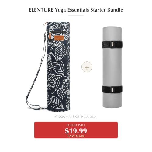 Yoga Essentials Starter Bundle — Canvas Yoga Mat Bag with Adjustable Strap & Pockets + 2-Pack Heavy-Duty Elastic Mat Straps for Pilates Studio Gym Travel, Lightweight Set for Women & Men