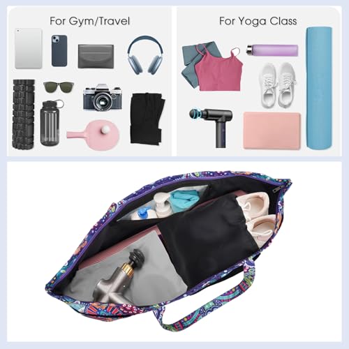 Yoga Mat Bag Yoga Mat Carrier with Shoes Compartment & Wet Pocket Pilates Bag with Zipper Pockets & Yoga Mat Holder Strap Yoga Bags and Carriers Fits All Your Stuff - color: Paisley
