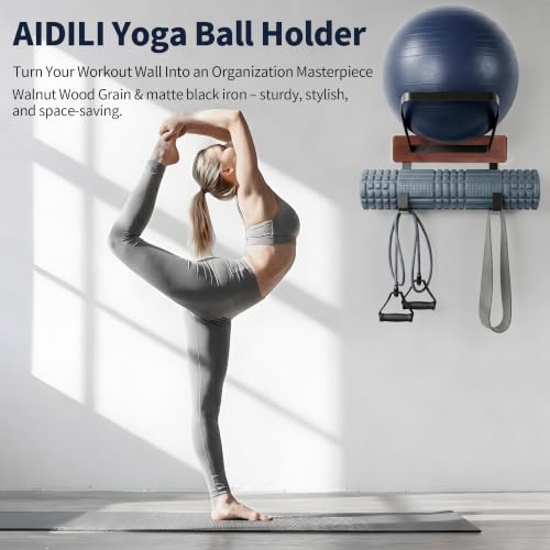 Yoga Ball Holder Wall Mount – Fits Trideer Pilates Exercise Balls