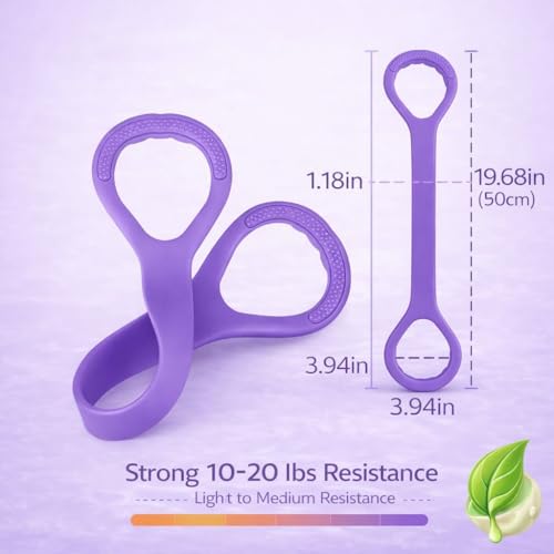 Figure 8 Resistance Band for Exercise – Stretch Band for Arms, Legs, Core & Shoulders – Elastic Workout Band for Home Fitness, Yoga, Pilates & Physical Therapy – Portable Training Equipment, Purple