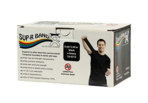 CanDo 10-6315 Sup-R Latex Free Exercise Band Roll, 6 yd Length, Black-X-Heavy - color: Black: X-Heavy, size: 6 yd