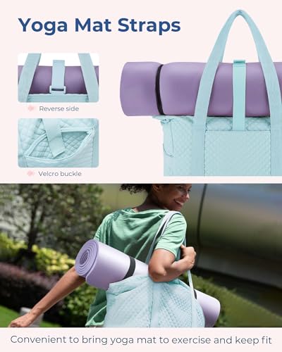 BAGSMART Crush Tote Bag for Women, 20L Puffer Work Tote with Zipper, Travel Essentials Quilted Nurse Hospital Bag - color: Baby Blue