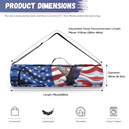 Yoga Mat Bag for Women & Men Full-Zip Yoga Mat Carrier Bag for Class Workout Park with Adjustable Strap - color: American Flag Eagle1