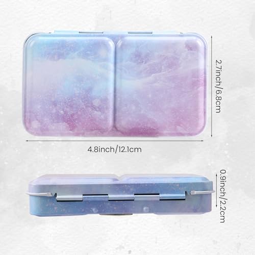 Watercolor Palette Empty with Paint Tray and 14PCS Watercolor Half Pans - Sturdy Empty Watercolor Palette Tin - Customizable Metal Watercolor Palettes - style: Illusionary Cloud