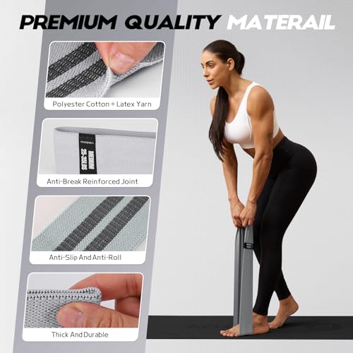 Lianjindun Booty Resistance Bands for Legs & Glutes, Non-Slip Workout Set | Exercise Bands for Working Out, Pilates, Yoga, Home Gym, Booty, Leg, Heroic/Strong/Medium/Light Fabric Loops for Women Men - color: Gradient Gray