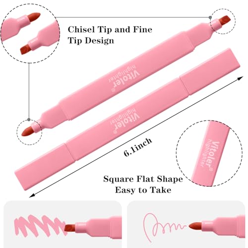 Vitoler 8pcs Aesthetic Highlighters, Chisel & Fine Tips Bible Highlighters | For teachers, For nurses, For women, For bibles, For markers, Aesthetic, For journaling, For office, For School Supplies - color: Pastel Colour