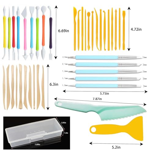 Y9A5N0K3O Clay Tools Kit,41pcs,Plastic Polymer Clay Sculpting Tools Kit for Kids Adults,Pottery Craft,Embossing,Shaping,Sculpting,Modeling