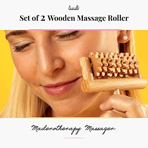 tuuli Body and Face Roller, Multi-Functional Wooden Massage Roller, Helps Ease Muscle Tension and Support Skin Health, Natural Face Massage Tools, Set of 2 (2 Piece Set) - size: 2 Piece Set