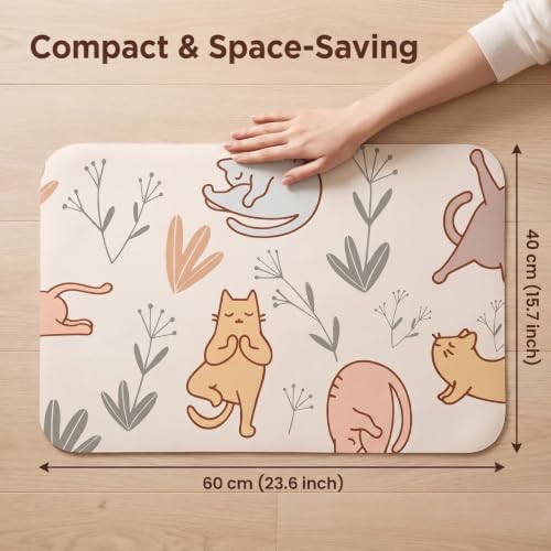 Small Mini Yoga Mat 23.6×15.7in 5mm Thin Cute Cat Print Travel Knee Pad