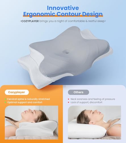 Ultra Pain Relief Cooling Pillow for Neck Support, Adjustable Cervical Pillow Cozy Sleeping, Odorless Ergonomic Contour Memory Foam Pillows, Orthopedic Bed Pillow for Side Back Stomach Sleeper - color: Dark Grey