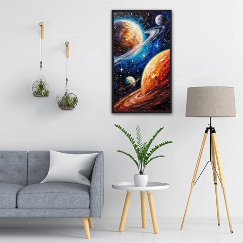 ARTGOTO Large Paint by Numbers for Adults Solar System Planets | 15.7x27.5inch/40x70cm Paint by Number Kit on Canvas, Galaxy Outer Space Acrylic Painting Set with Brushes, No Frame - color: PBN038