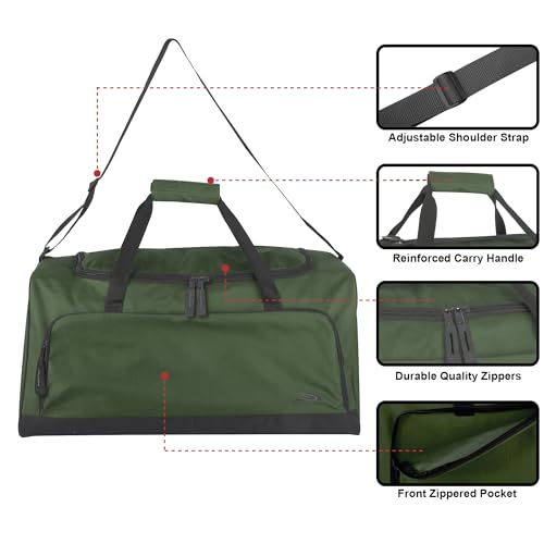 Lightweight Canvas Duffle Bags for Men & Women For Traveling, the Gym, and as Sports Equipment Bag/Organizer - color: Green