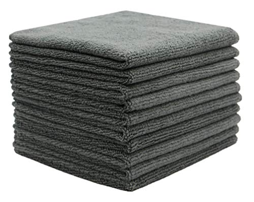 Microfiber Cleaning Cloth, Washcloths, 12x12 inch, 10 Pack, Gray | Fast Drying Dish Cloths for Washing Dishes, Ultra Absorbent Dish Rags, Lint Free Cleaning Rags For House&Kitchen - color: Gray