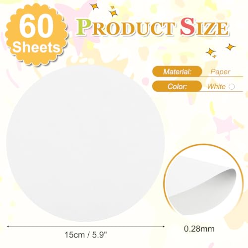 PATIKIL 60 Sheet Circle Card Stock, 6" Round Thick Cardstock, White | Cutouts Paper Coaster for Office Supplies DIY Craft Projects Classroom Printing Bulletin Board Decor Christmas - color: White, size: 6"