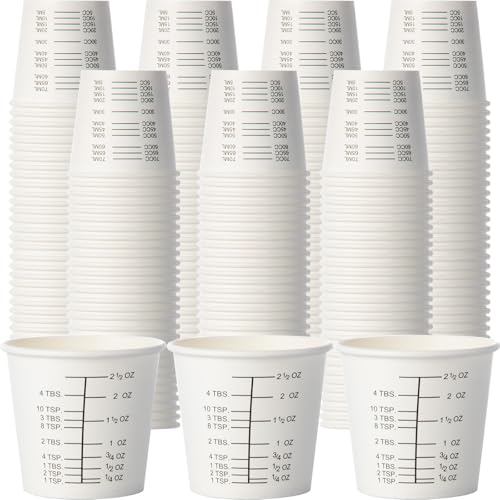 Sliner 200 Pcs 3 oz Graduated Paper Cups Disposable Wax Coated Medicine Cups Disposable Measuring with Clear Measurements for Measuring Resin, Mixing Paint, Resin, Stain, Epoxy