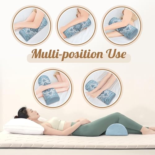 Knee Pillow for Back Sleeping – Half Moon Bolster Pillow for Legs,Under Knee While Sleeping Support, Leg & Back Pain Relief (21.5x9x5 Inches),Machine Washable Cover - color: Bohemia