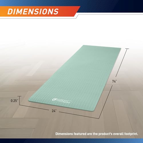Circuit Fitness by Marcy Non-Slip Multi-Purpose Exercise Yoga Mats with Carrying Strap Multi-Thickness, Multi-Color Options - color: Mint Green, size: 1/4-inch