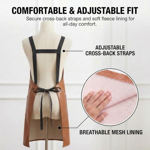 Cross Back Aprons for Women with Pockets, Waterproof, Gardening